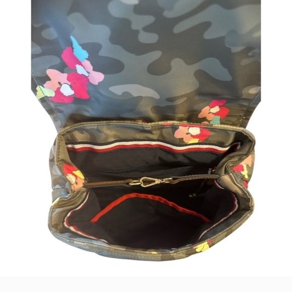 Tommy Hilfiger Green & Pink Camouflage Backpack with Floral Accents, EUC - Picture 3 of 3